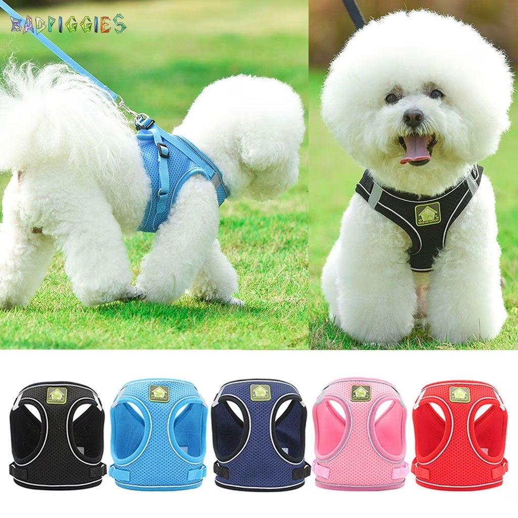 Badpiggies Cat Dog No Pull Harness Leash Set Outdoor Adjustable Puppy Bulldog Reflective Harness Vest (XS, Red)