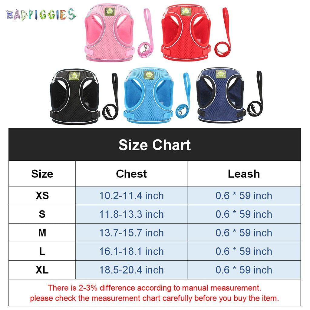 Badpiggies Cat Dog No Pull Harness Leash Set Outdoor Adjustable Puppy Bulldog Reflective Harness Vest (XS, Red)