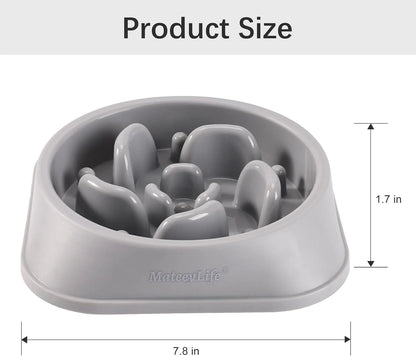Slow Feeder Dog Bowls 2PCS, Non Slip Cat Food Bowls, Bloat Stop Maze Dishes, Interactive Feeder for All Breeds 2 Cup Gray&amp;Black