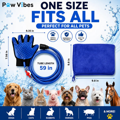 Bathing Hose Glove for Dogs, Cats &amp; Other Pets with Superior Quality Towel