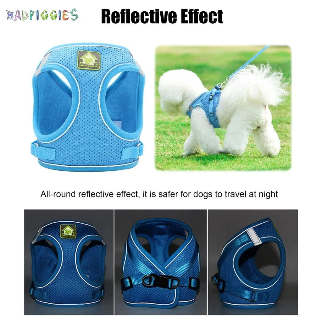Badpiggies Cat Dog No Pull Harness Leash Set Outdoor Adjustable Puppy Bulldog Reflective Harness Vest (XS, Red)
