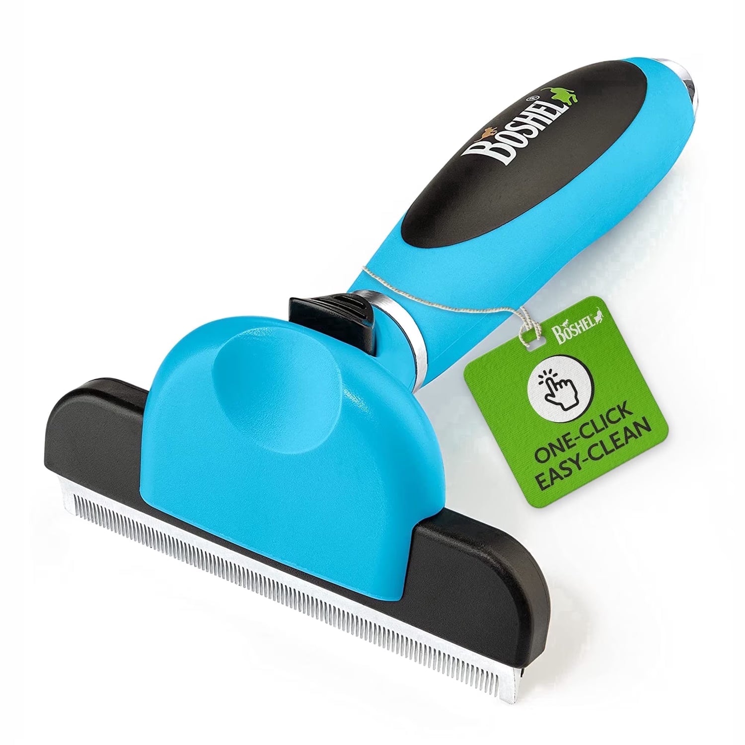 Ergonomic Grooming Brush for Dogs &amp; Cats - Reduces Shedding - Easy Clean Anti-Slip Handle - Deshedding Tool