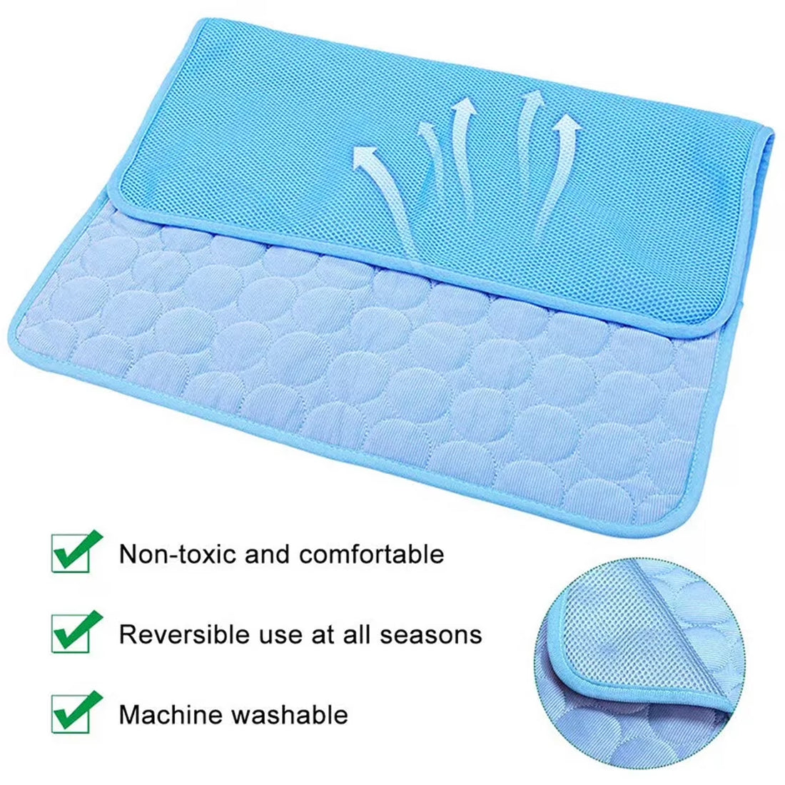 Pet Dog Cooling Mat, Foldable Self Cooling Pad, No Water or Refrigeration Required, Ice Silk Washable Sleeping Kennel Mat for Dog Cat Rabbit and Guinea Pig Cages, Large