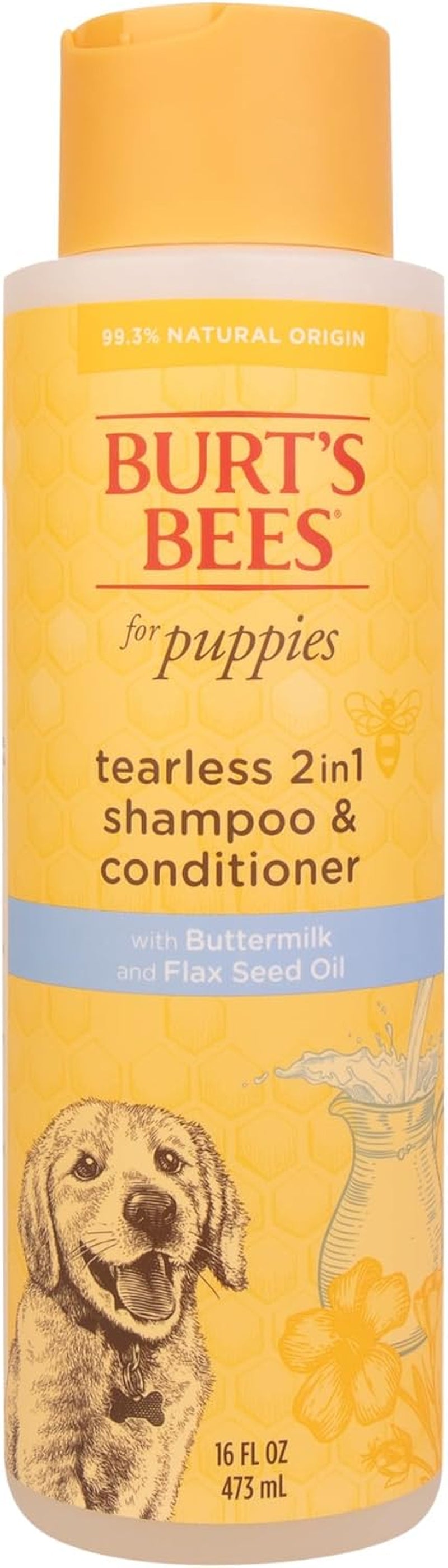 Burt’S Bees for Pets Tear Free Puppy Shampoo &amp; Conditioner with Buttermilk, 2 in 1 Gentle Dog Shampoo for Puppies, Cleans and Conditions Sensitive Skin, 16 Fl Oz