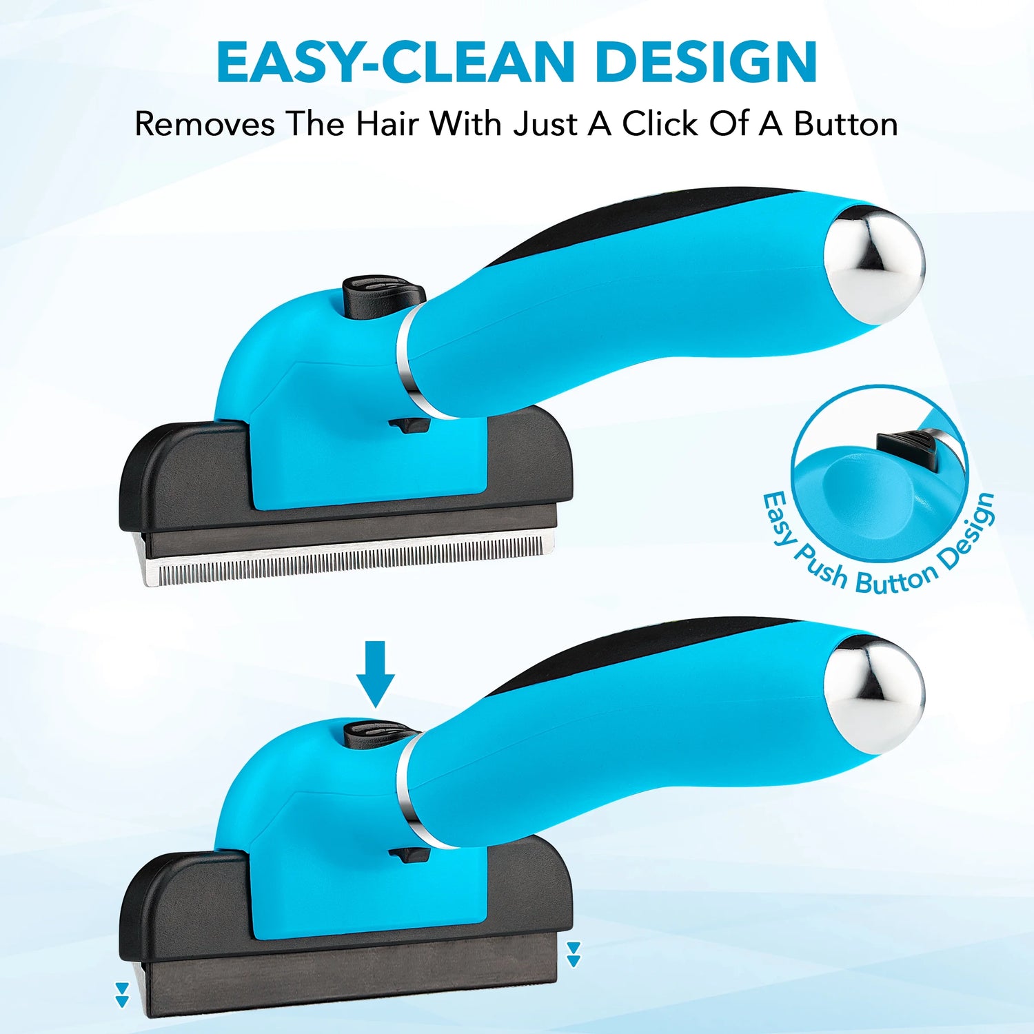 Ergonomic Grooming Brush for Dogs &amp; Cats - Reduces Shedding - Easy Clean Anti-Slip Handle - Deshedding Tool