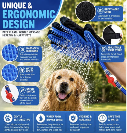 Bathing Hose Glove for Dogs, Cats &amp; Other Pets with Superior Quality Towel