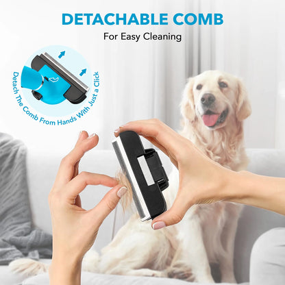 Ergonomic Grooming Brush for Dogs &amp; Cats - Reduces Shedding - Easy Clean Anti-Slip Handle - Deshedding Tool