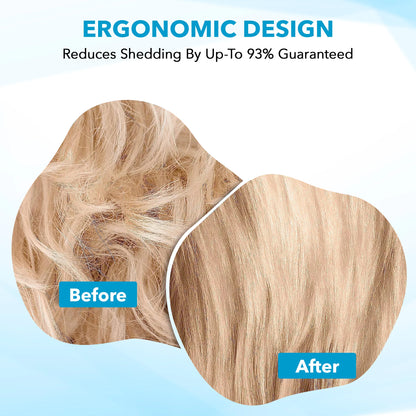 Ergonomic Grooming Brush for Dogs &amp; Cats - Reduces Shedding - Easy Clean Anti-Slip Handle - Deshedding Tool