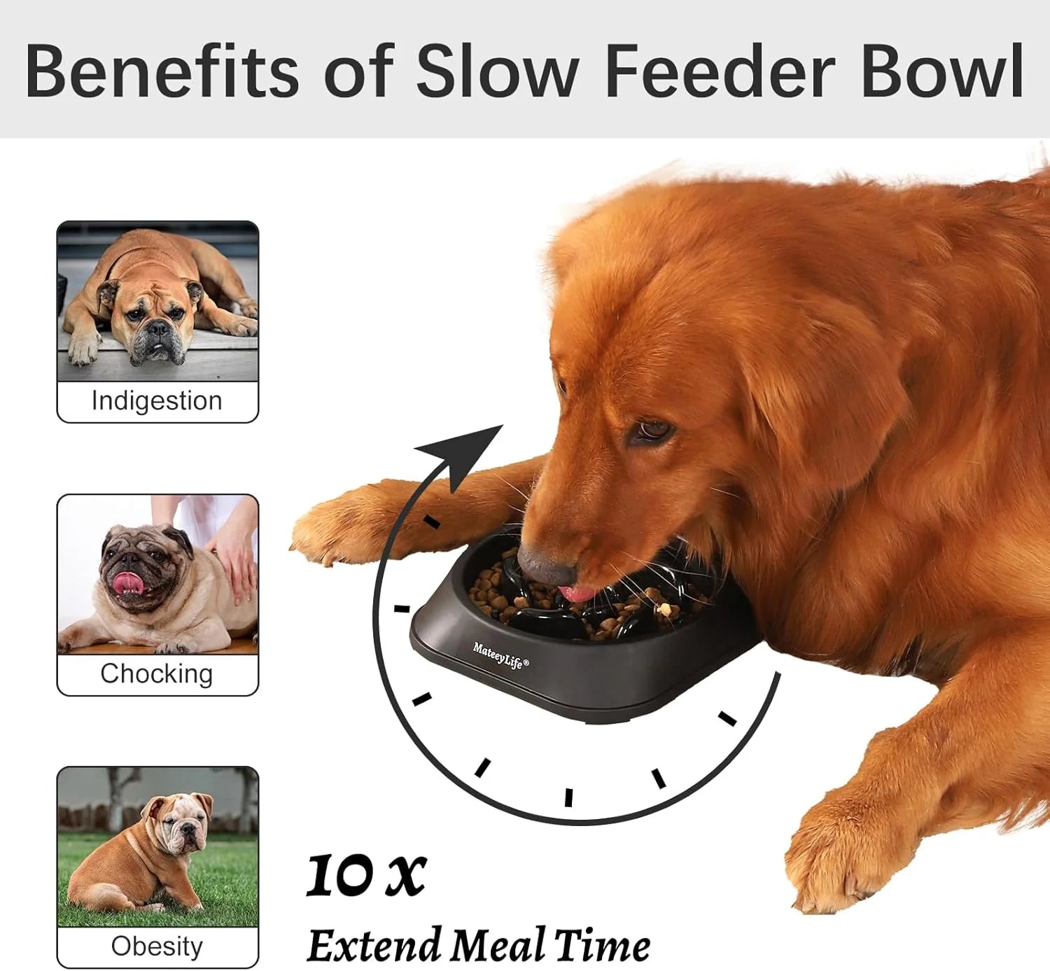 Slow Feeder Dog Bowls 2PCS, Non Slip Cat Food Bowls, Bloat Stop Maze Dishes, Interactive Feeder for All Breeds 2 Cup Gray&amp;Black